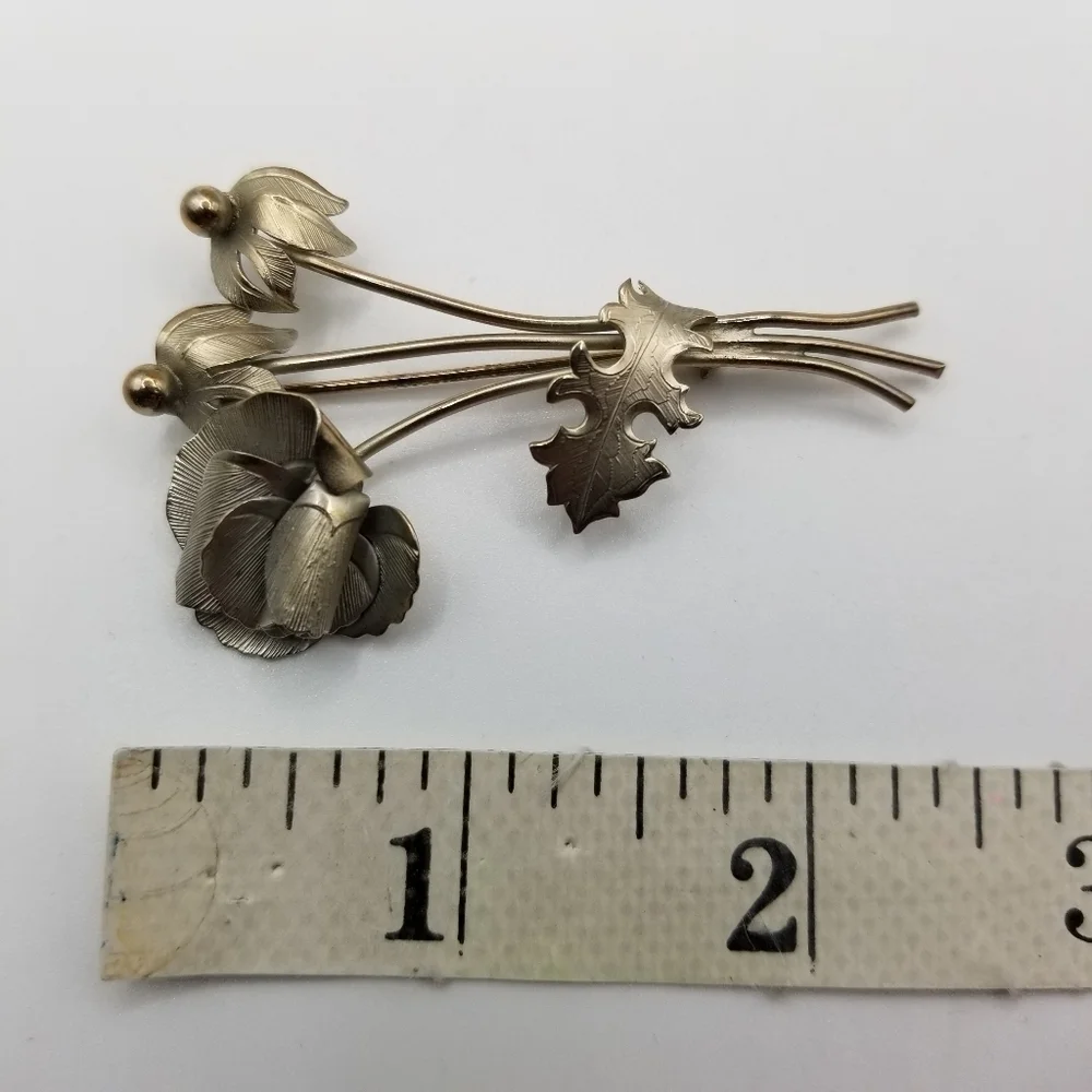 GioVanni Di Rocco Silver Tone Metal Wild Flower Pin Brooch Realistic Signed 70s